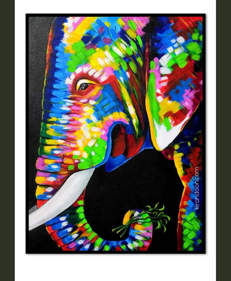 Colourful pop-art style elephant painting