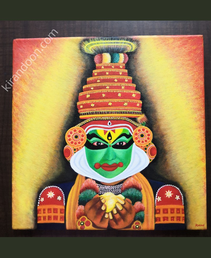 Kathakali dancer acrylic painting, hand-painted by Kiran Singh